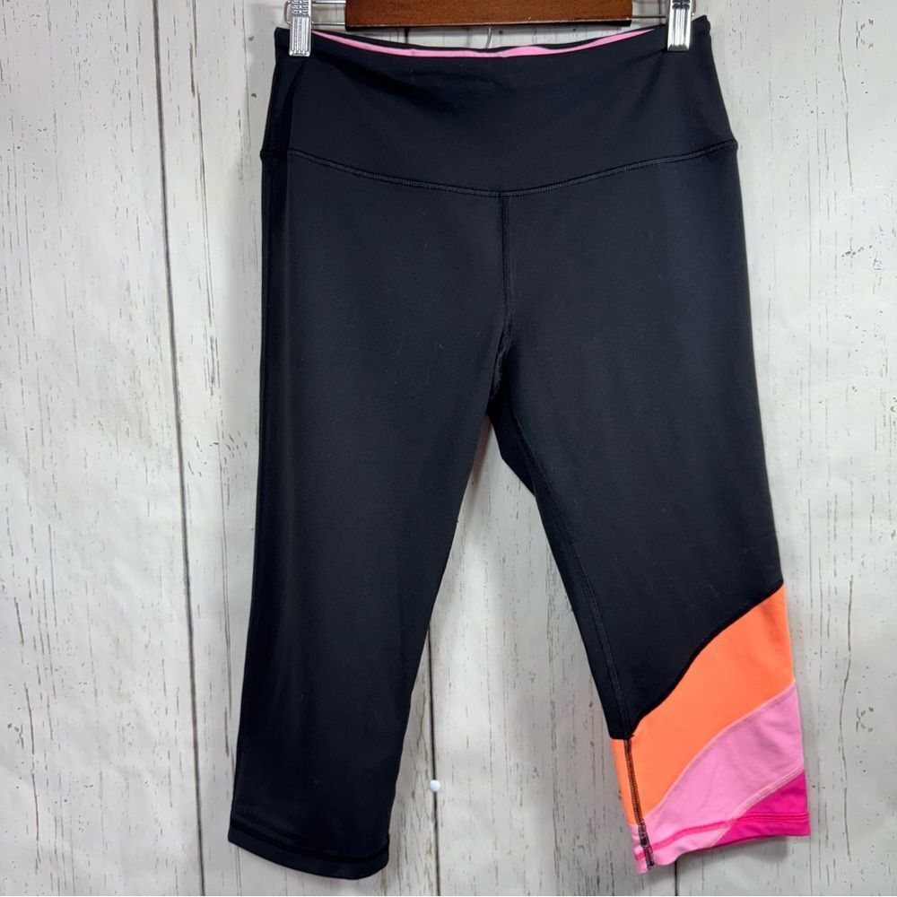 Victorias Secret Sport Colorblock Cropped Workout Activewear Black Pink Leggings